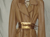 Women's Coat with Wrap Around Soft Leather Tie Belt